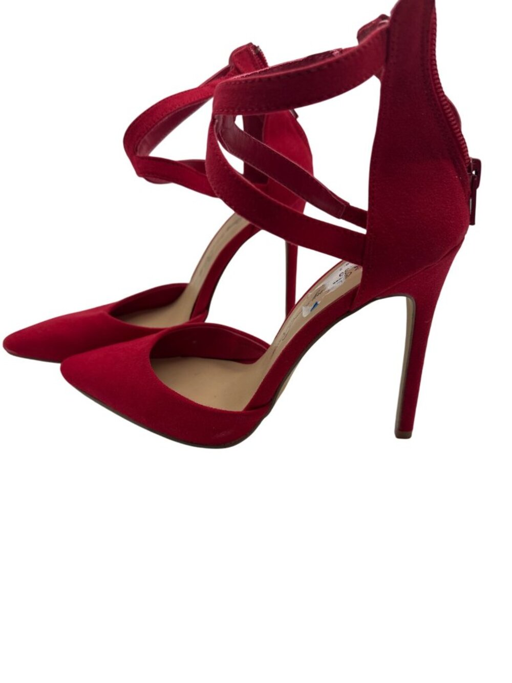 Penny Loves Kenny Size 7 Velvet Zip Back Dressy Party High Heels Red